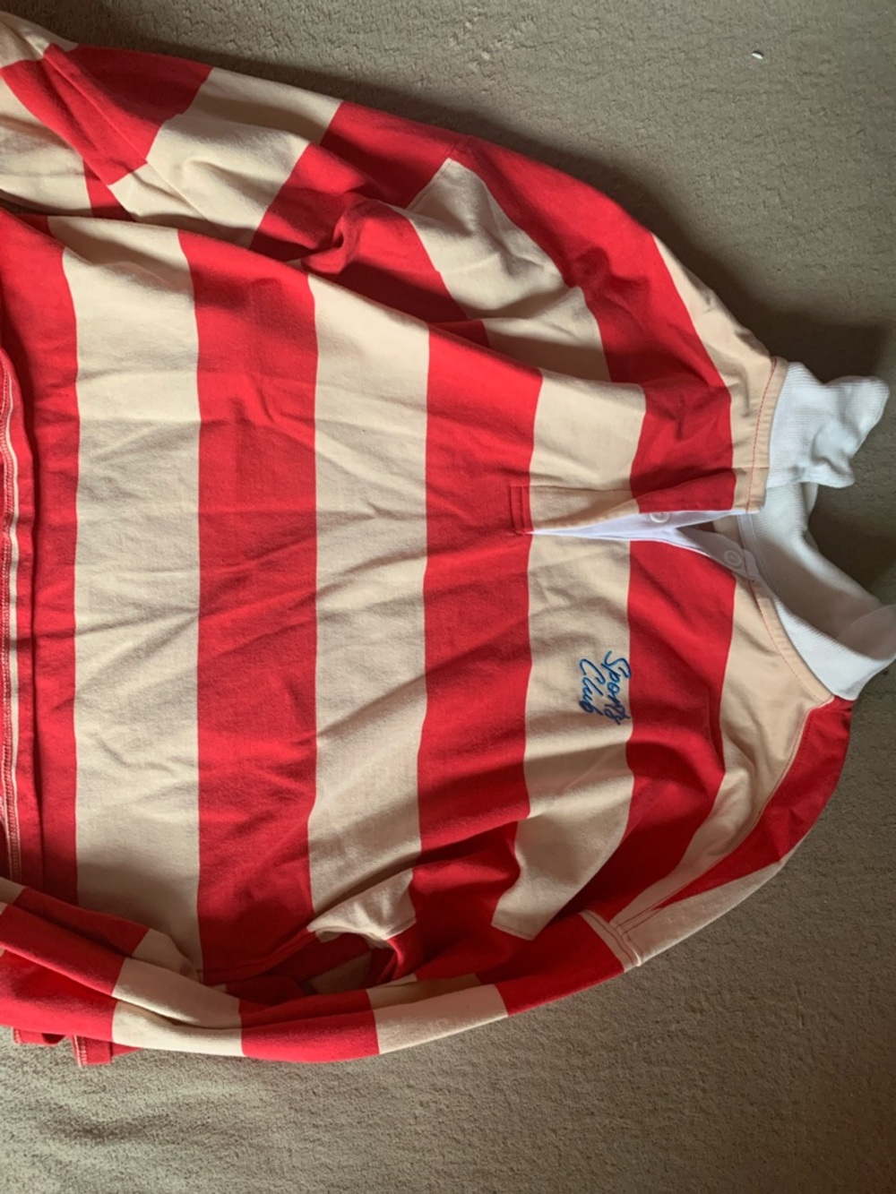 wild fable Red and Cream Striped Long Sleeve Rugby Tee
